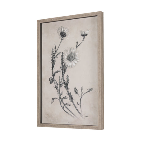 Chamomile Drawing I by Mercana Studio Hand Embellished Textured Framed Art Print Matted under Glass by Mercana at Eve Furniture