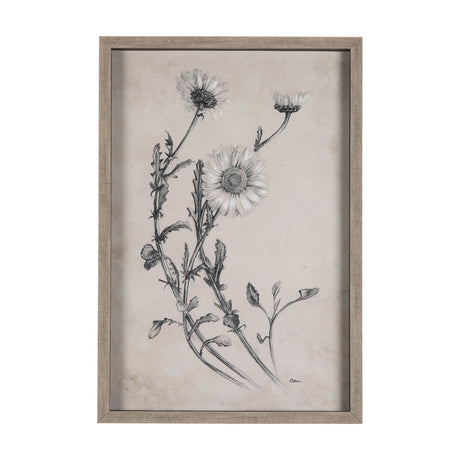 Chamomile Drawing I by Mercana Studio Hand Embellished Textured Framed Art Print Matted under Glass by Mercana at Eve Furniture