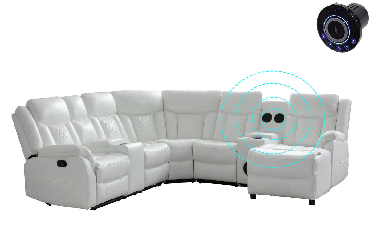 Champion White Reclining Sectional by Happy Homes at Eve Furniture