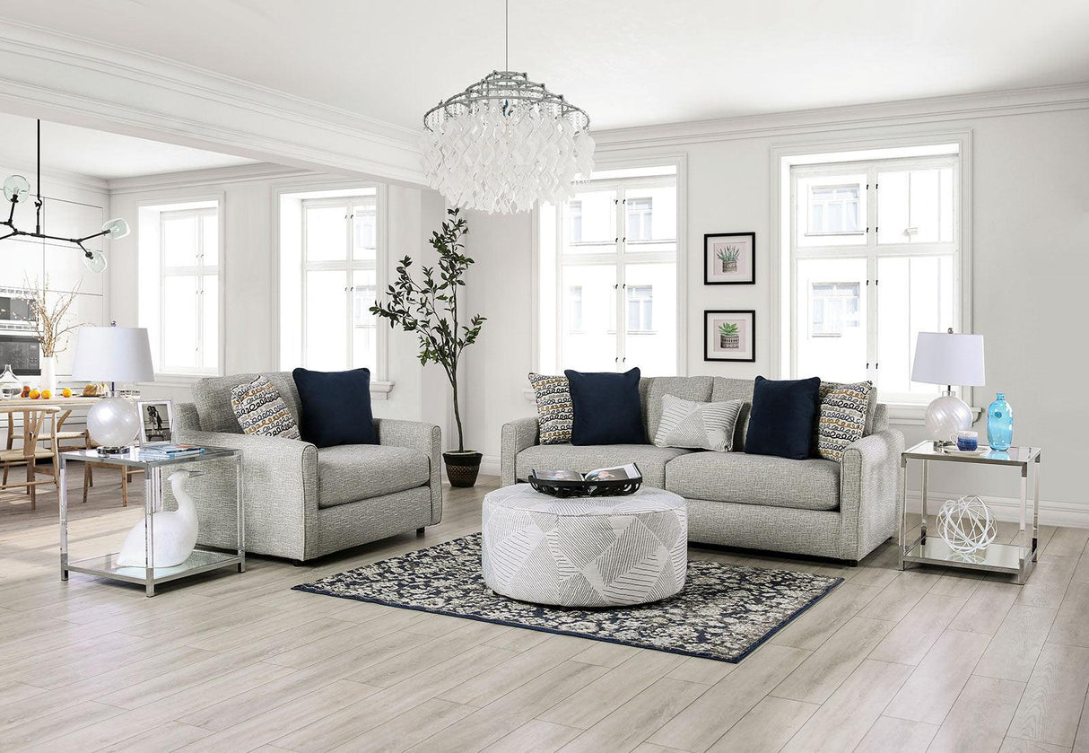 Chancery Gray/Navy Ottoman by Furniture of America at Eve Furniture