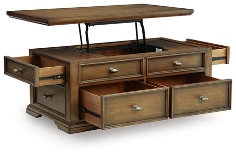Channley Brown Lift-Top Coffee Table by Ashley at Eve Furniture