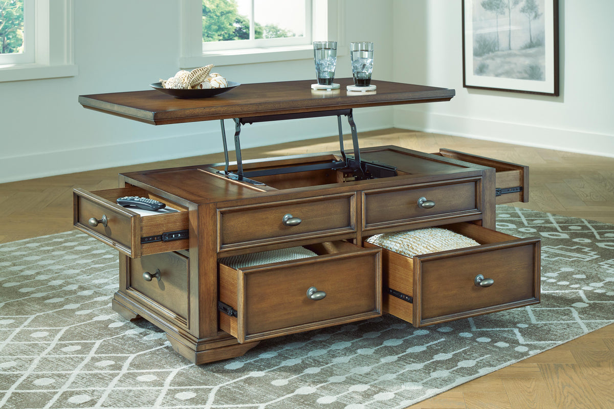 Channley Brown Lift-Top Coffee Table by Ashley at Eve Furniture