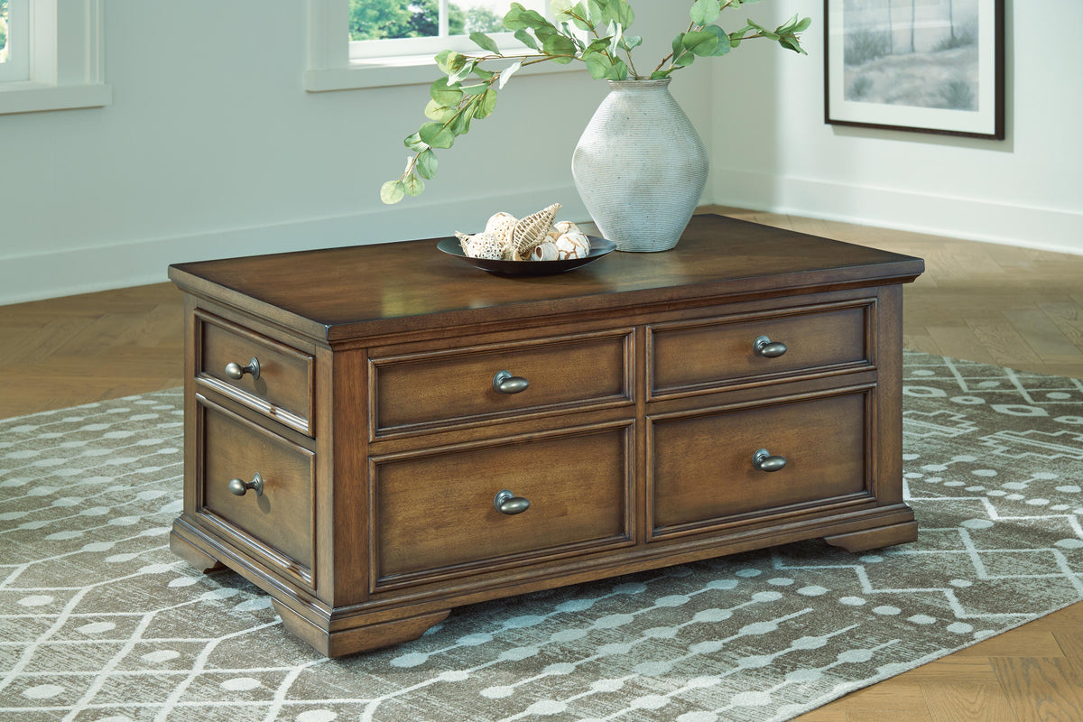 Channley Brown Lift-Top Coffee Table by Ashley at Eve Furniture