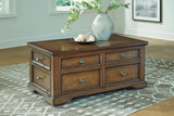 Channley Brown Lift-Top Coffee Table by Ashley at Eve Furniture