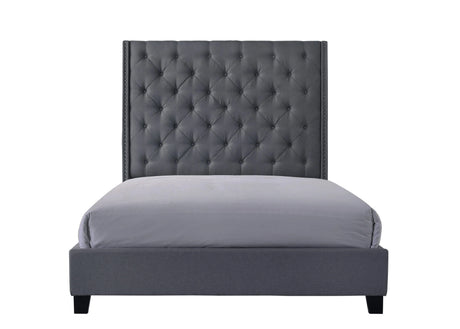 Chantilly Gray King Upholstered Bed by Crown Mark at Eve Furniture