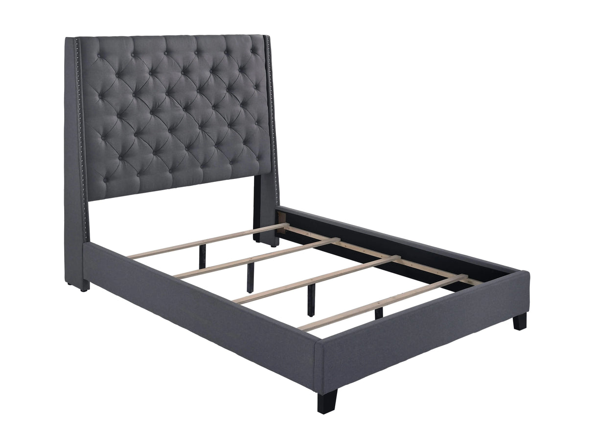 Chantilly Gray King Upholstered Bed by Crown Mark at Eve Furniture