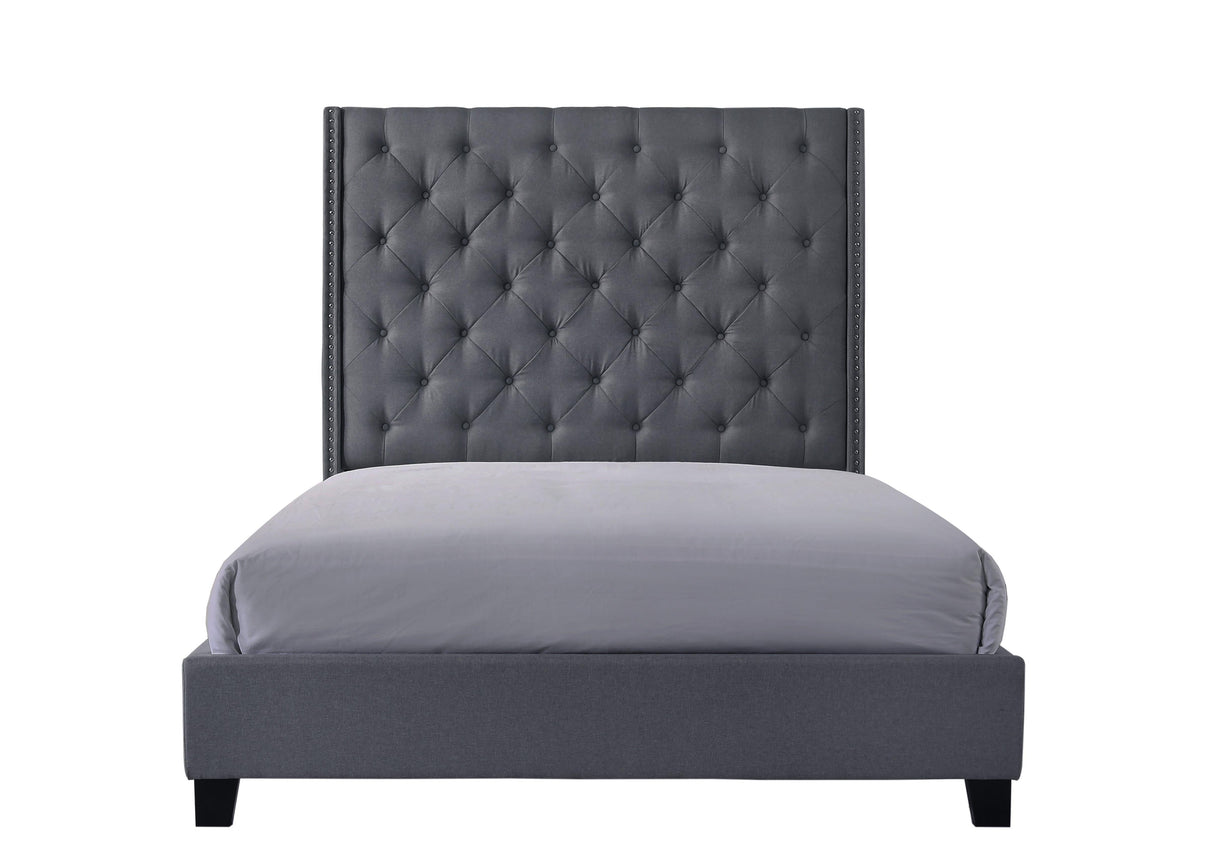 Chantilly Gray Queen Upholstered Bed by Crown Mark at Eve Furniture
