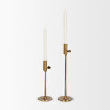 Chantria Large Solid Natural Brass Adjustable Taper Candle Holder by Mercana at Eve Furniture