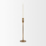 Chantria Large Solid Natural Brass Adjustable Taper Candle Holder by Mercana at Eve Furniture