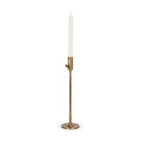 Chantria Large Solid Natural Brass Adjustable Taper Candle Holder by Mercana at Eve Furniture