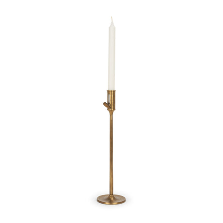 Chantria Large Solid Natural Brass Adjustable Taper Candle Holder by Mercana at Eve Furniture