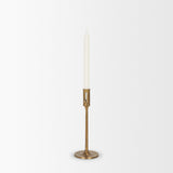 Chantria Small Solid Natural Brass Adjustable Taper Candle Holder by Mercana at Eve Furniture