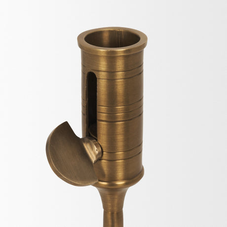 Chantria Small Solid Natural Brass Adjustable Taper Candle Holder by Mercana at Eve Furniture