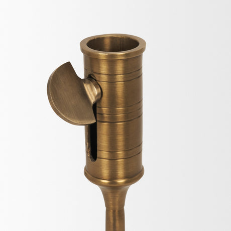 Chantria Small Solid Natural Brass Adjustable Taper Candle Holder by Mercana at Eve Furniture