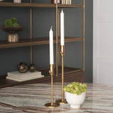 Chantria Small Solid Natural Brass Adjustable Taper Candle Holder by Mercana at Eve Furniture