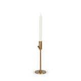 Chantria Small Solid Natural Brass Adjustable Taper Candle Holder by Mercana at Eve Furniture