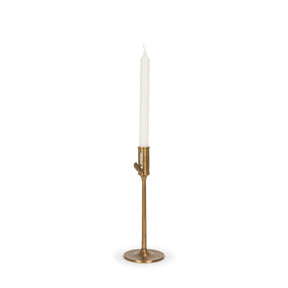 Chantria Small Solid Natural Brass Adjustable Taper Candle Holder by Mercana at Eve Furniture