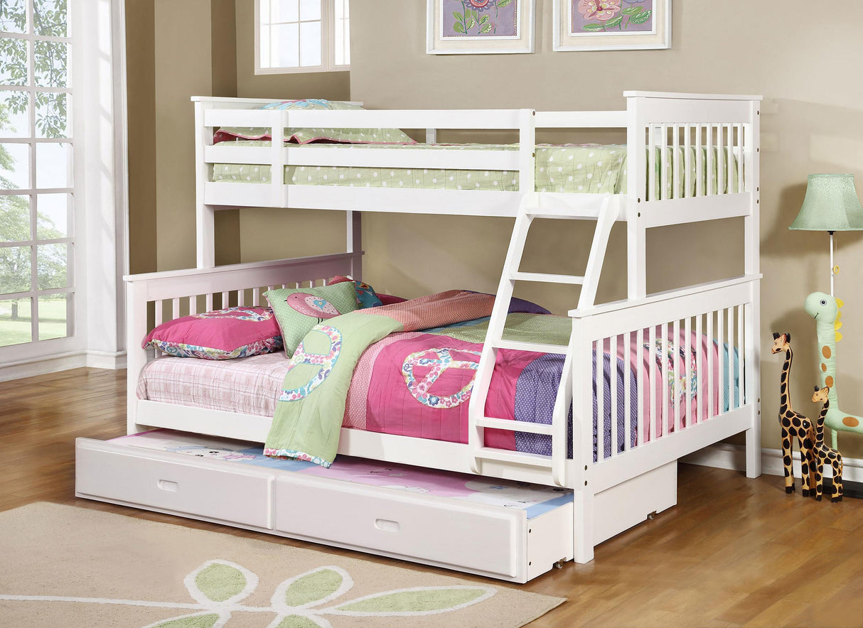 Chapman White Wood Twin Over Full Bunk Bed by Coaster at Eve Furniture