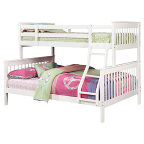 Chapman White Wood Twin Over Full Bunk Bed by Coaster at Eve Furniture