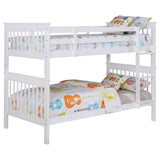 Chapman White Wood Twin Over Twin Bunk Bed with Mattress by Coaster at Eve Furniture