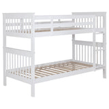 Chapman White Wood Twin Over Twin Bunk Bed with Mattress by Coaster at Eve Furniture
