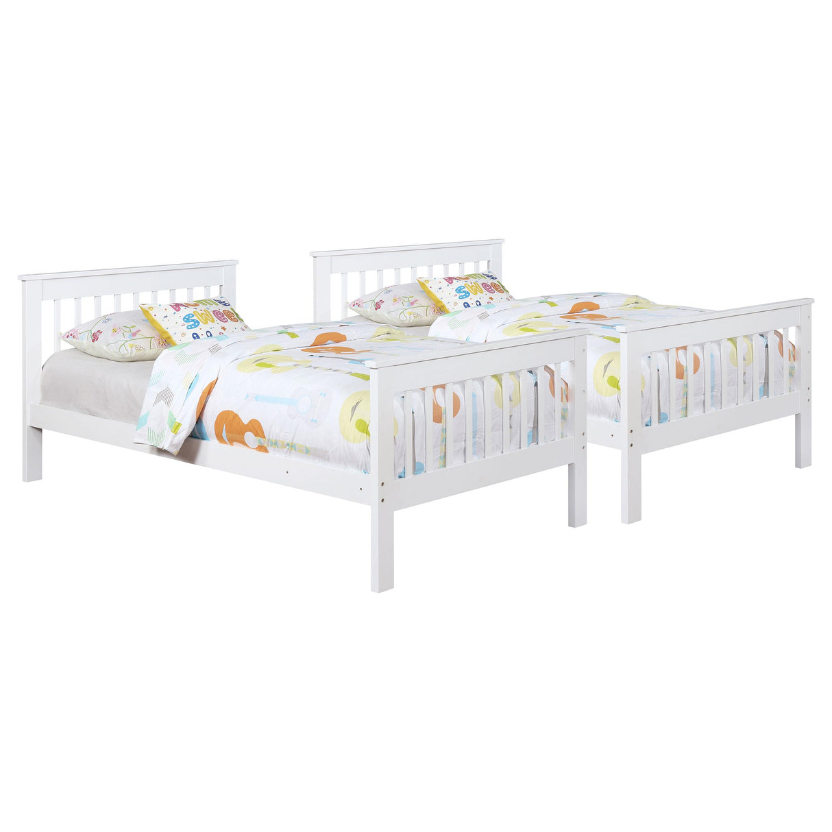 Chapman White Wood Twin Over Twin Bunk Bed with Mattress by Coaster at Eve Furniture