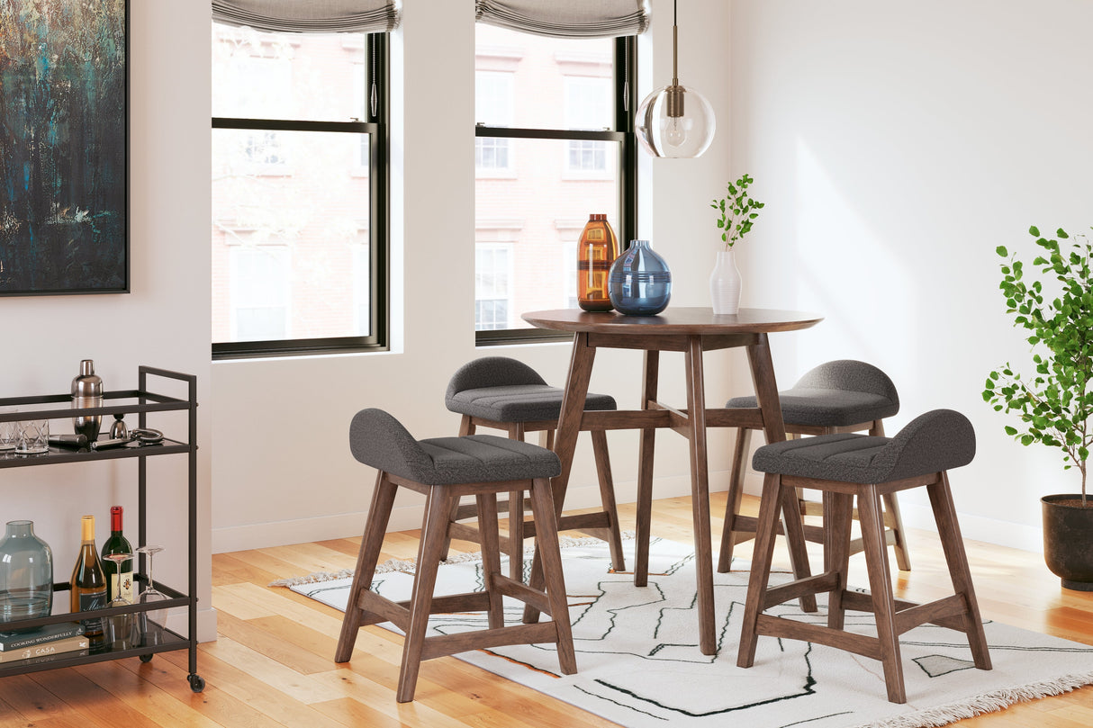 Lyncott Counter Height Dining Table and 4 Barstools in Charcoal/Brown