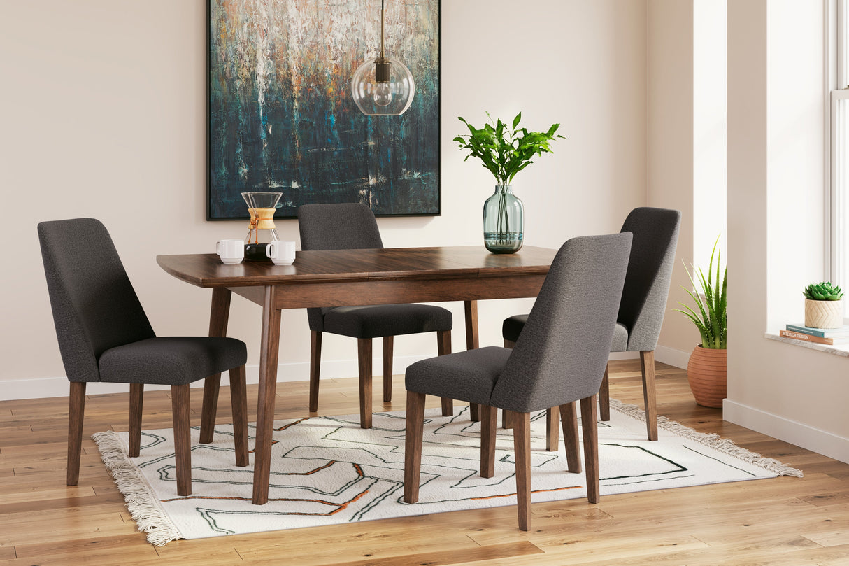 Lyncott Dining Table and 4 Chairs in Charcoal/Brown