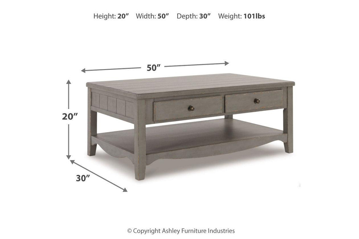 Charina Antique Gray Coffee Table and 2 End Tables by Ashley at Eve Furniture
