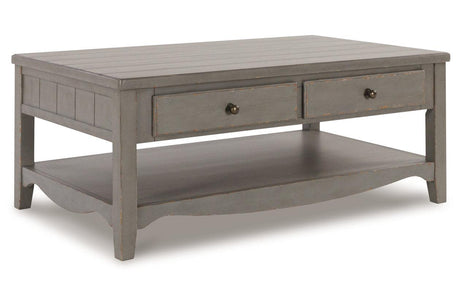Charina Antique Gray Coffee Table and 2 End Tables by Ashley at Eve Furniture