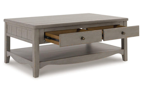 Charina Antique Gray Coffee Table and 2 End Tables by Ashley at Eve Furniture