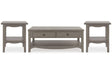 Charina Antique Gray Coffee Table and 2 End Tables by Ashley at Eve Furniture