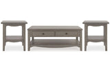 Charina Antique Gray Coffee Table and 2 End Tables by Ashley at Eve Furniture