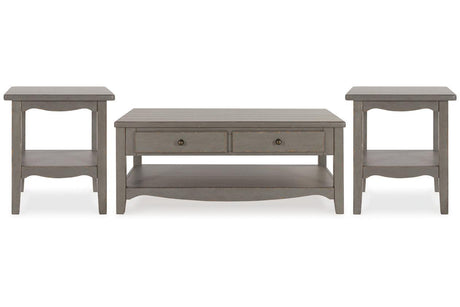 Charina Antique Gray Coffee Table and 2 End Tables by Ashley at Eve Furniture