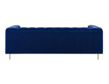 Charlene Blue Velvet Button Tufted Rolled Arm Chesterfield Sofa