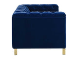 Charlene Blue Velvet Button Tufted Rolled Arm Chesterfield Loveseat by Steve Silver at Eve Furniture