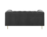 Charlene Gray Velvet Button Tufted Rolled Arm Chesterfield Loveseat by Steve Silver at Eve Furniture