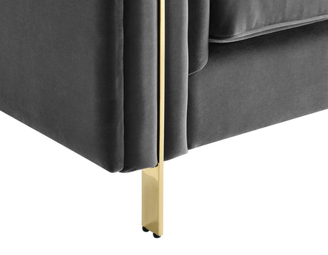 Charlene Gray Velvet Button Tufted Rolled Arm Chesterfield Loveseat by Steve Silver at Eve Furniture