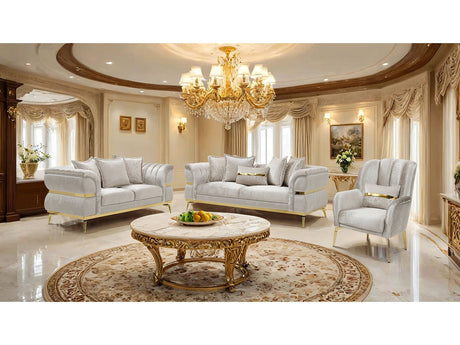 Charlevoix Beige/Gold Sofa & Loveseat by Furniture of America at Eve Furniture