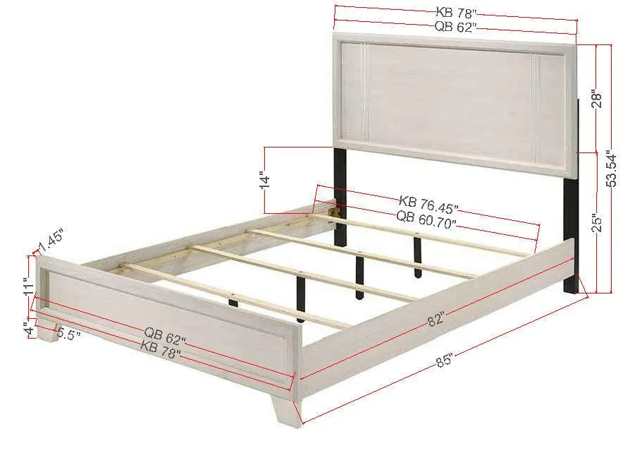 Charlie White King Panel Bed by Crown Mark at Eve Furniture