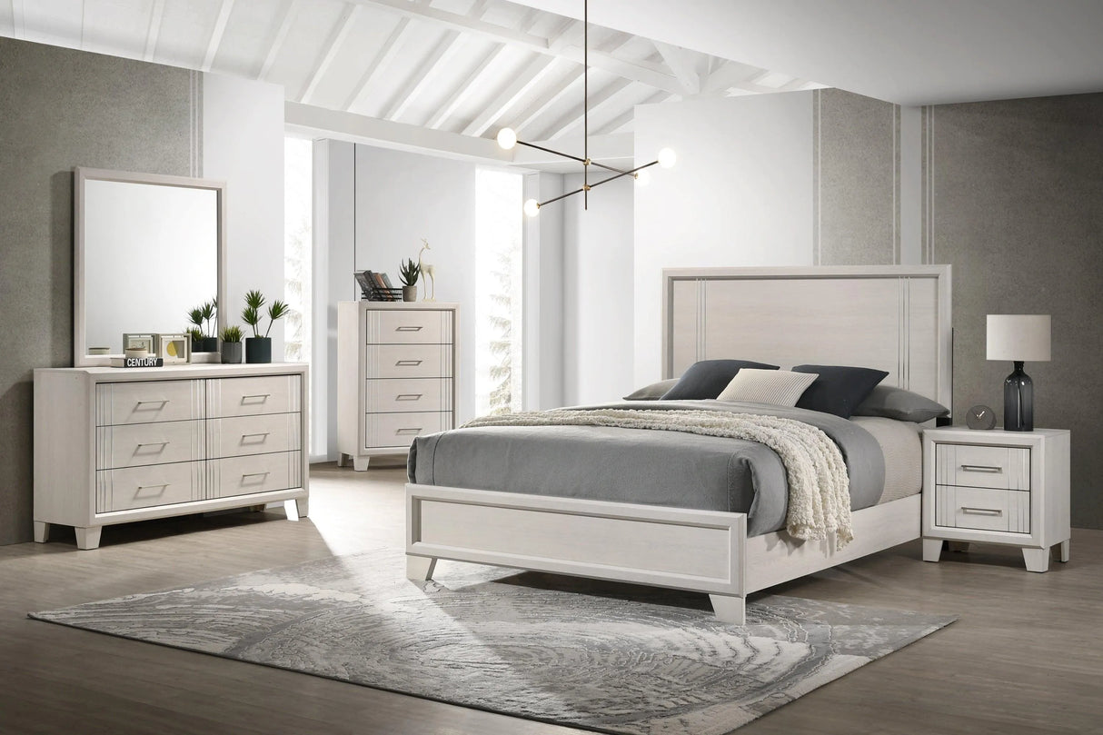 Charlie White Queen Panel Bed by Crown Mark at Eve Furniture