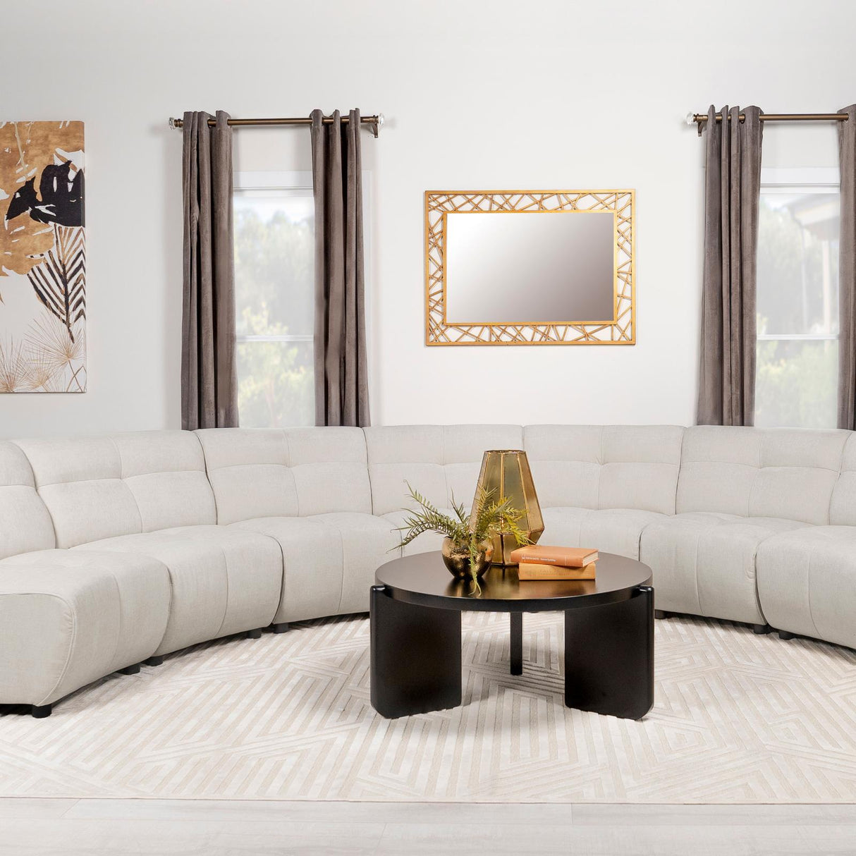 Charlotte 5-piece Upholstered Curved Modular Sectional Sofa Ivory