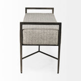 Charlotte 55.0L Gray Herringbone Fabric Seat w/ Antique Nickel Metal Frame Bench by Mercana at Eve Furniture