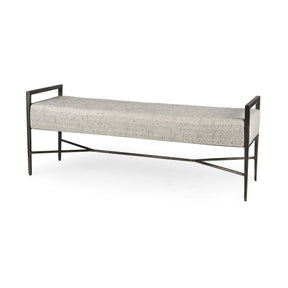 Charlotte 55.0L Gray Herringbone Fabric Seat w/ Antique Nickel Metal Frame Bench by Mercana at Eve Furniture