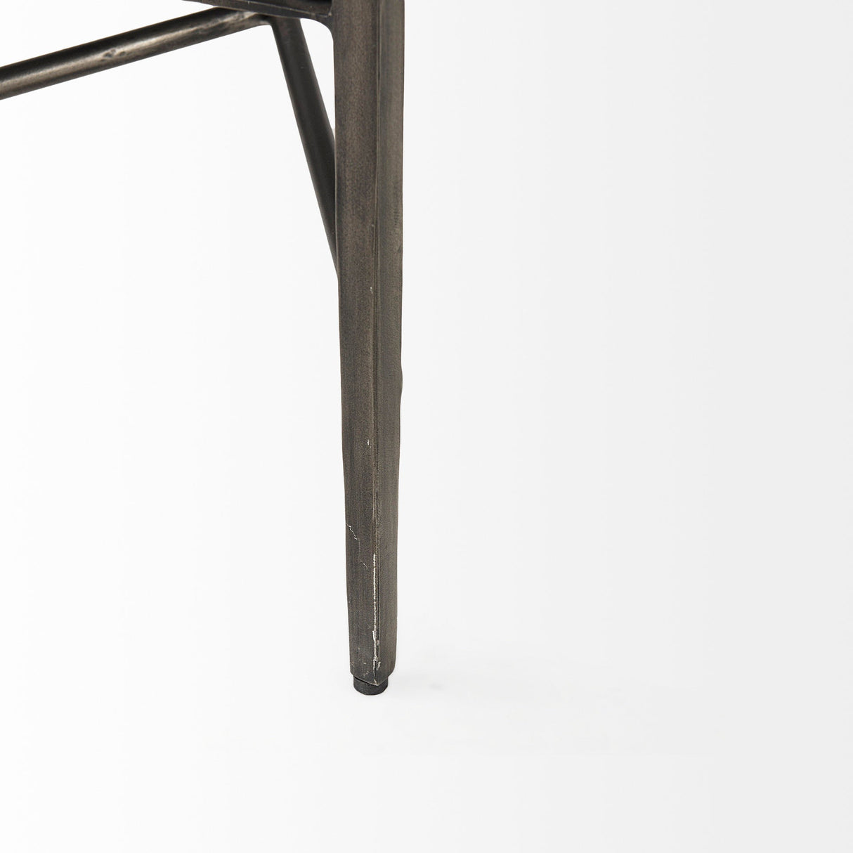 Charlotte Gray Herringbone Fabric Seat w/ Antique Nickel Metal Frame Bench by Mercana at Eve Furniture