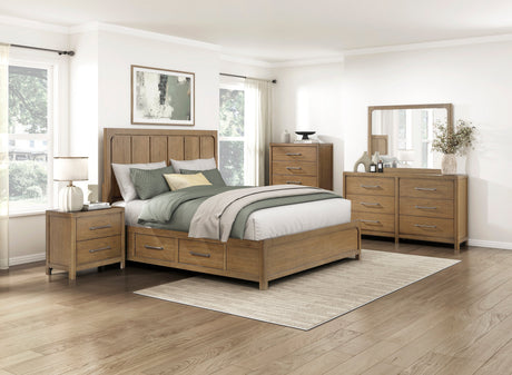 Charlotte Light Brown California King Storage Platform Bed by Homelegance at Eve Furniture