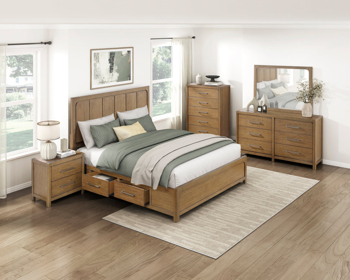 Charlotte Light Brown California King Storage Platform Bed by Homelegance at Eve Furniture