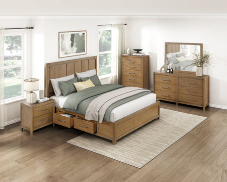 Charlotte Light Brown California King Storage Platform Bed by Homelegance at Eve Furniture