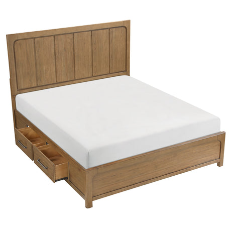 Charlotte Light Brown Eastern King Storage Platform Bed by Homelegance at Eve Furniture