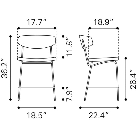 Charon Counter Stool Vintage Brown by Zuomod at Eve Furniture